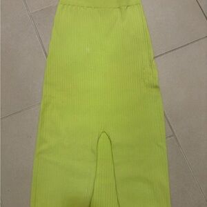 Free People Skyline Ribbed Midi Skirt in Neon Lime - Size Medium boho summer